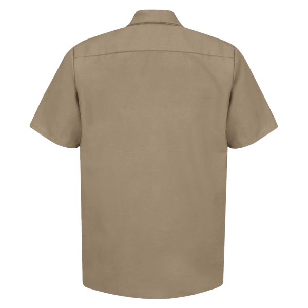 Red Kap Men's Industrial Short Sleeve Work Shirt, Khaki / Khaki / Khaki, Back view