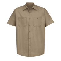 Red Kap Men's Industrial Short Sleeve Work Shirt, Khaki / Khaki / Khaki, Front view