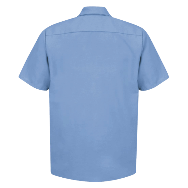 Red Kap Men's Industrial Short Sleeve Work Shirt, Light Blue / Light Blue / Light Blue, Back view