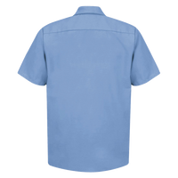 Red Kap Men's Industrial Short Sleeve Work Shirt, Light Blue / Light Blue / Light Blue, Back view