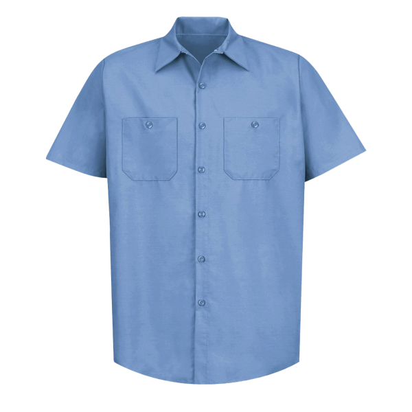 Red Kap Men's Industrial Short Sleeve Work Shirt, Light Blue / Light Blue / Light Blue, Front view