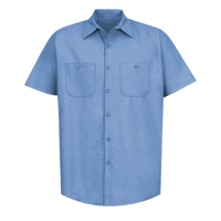 Red Kap Men's Industrial Short Sleeve Work Shirt, Light Blue / Light Blue / Light Blue, Front view