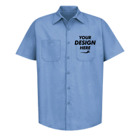 Red Kap Men's Industrial Short Sleeve Work Shirt, Light Blue / Light Blue / Light Blue, Front view, Mockup