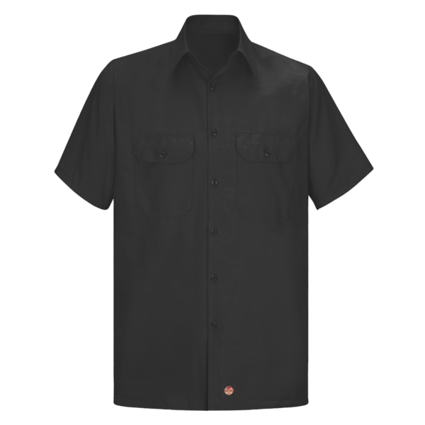 Red Kap Men's Ripstop Short Sleeve Work Shirt, Black, Front view