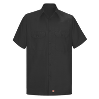 Red Kap Men's Ripstop Short Sleeve Work Shirt, Black, Front view