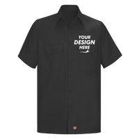 Red Kap Men's Ripstop Short Sleeve Work Shirt, Black, Front view, Mockup