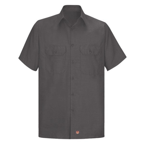 Red Kap Men's Ripstop Short Sleeve Work Shirt, Charcoal, Front view