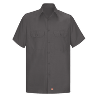 Red Kap Men's Ripstop Short Sleeve Work Shirt, Charcoal, Front view