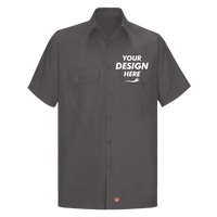 Red Kap Men's Ripstop Short Sleeve Work Shirt, Charcoal, Front view, Mockup
