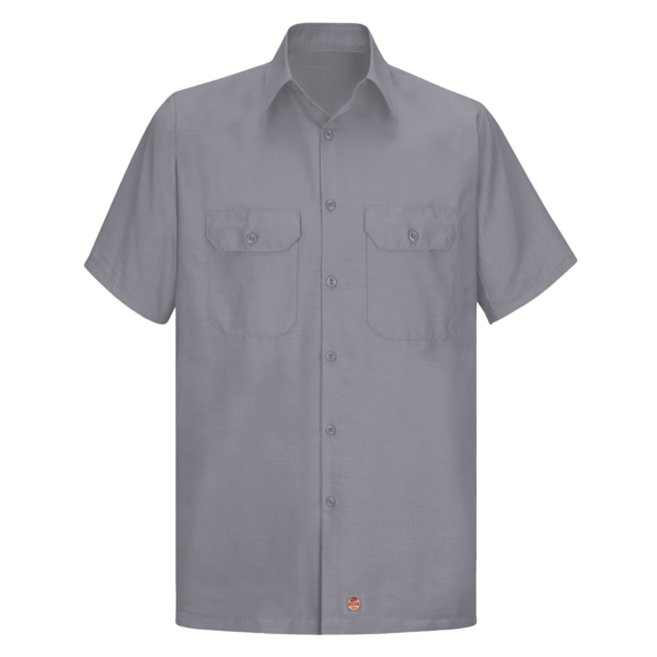 Red Kap Men's Ripstop Short Sleeve Work Shirt, Gy-Grey, Front view