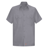 Red Kap Men's Ripstop Short Sleeve Work Shirt, Gy-Grey, Front view