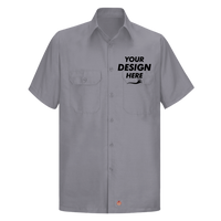 Red Kap Men's Ripstop Short Sleeve Work Shirt, Gy-Grey, Front view, Mockup