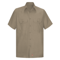 Red Kap Men's Ripstop Short Sleeve Work Shirt, Khaki, Front view