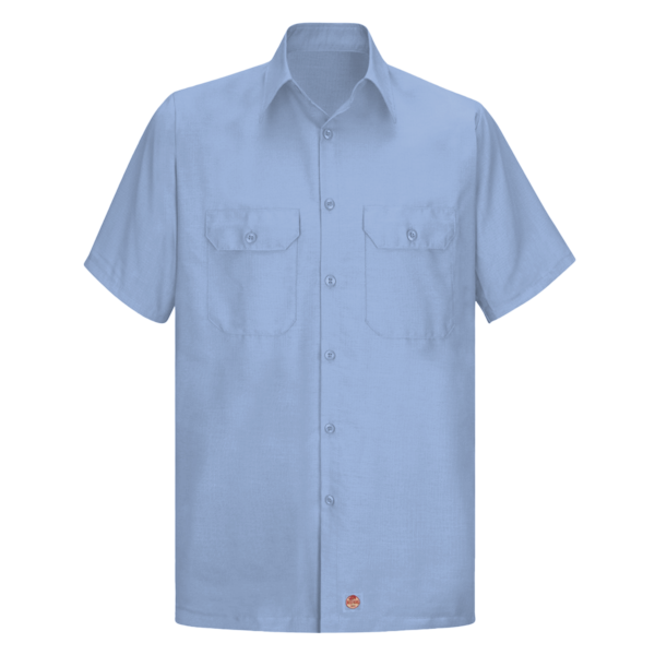Red Kap Men's Ripstop Short Sleeve Work Shirt, Light Blue, Front view