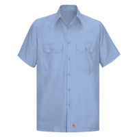 Red Kap Men's Ripstop Short Sleeve Work Shirt, Light Blue, Front view