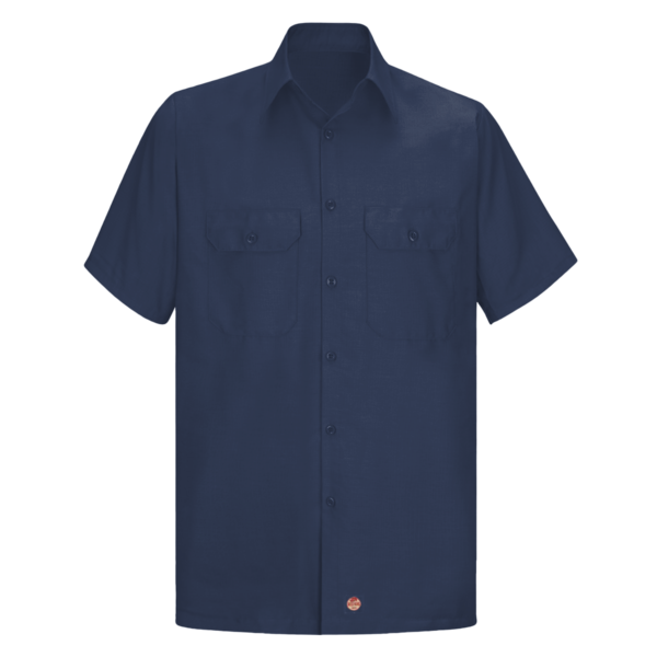 Red Kap Men's Ripstop Short Sleeve Work Shirt, Navy, Front view