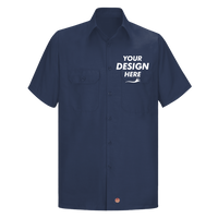Red Kap Men's Ripstop Short Sleeve Work Shirt, Navy, Front view, Mockup