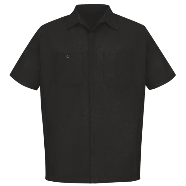 Red Kap Men's Short Sleeve Automotive Crew Shirt, Black / Black, Front view