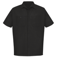 Red Kap Men's Short Sleeve Automotive Crew Shirt, Black / Black, Front view