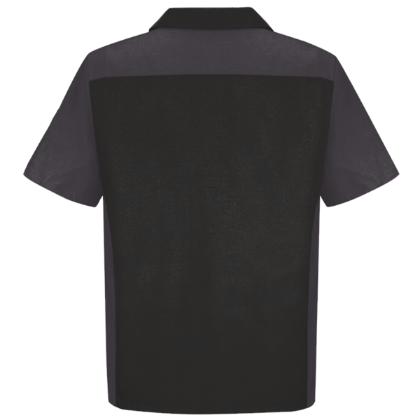 Red Kap Men's Short Sleeve Automotive Crew Shirt, Black / Charcoal, Back view