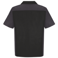 Red Kap Men's Short Sleeve Automotive Crew Shirt, Black / Charcoal, Back view