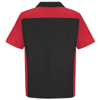 Red Kap Men's Short Sleeve Automotive Crew Shirt, Black / Red, Back view