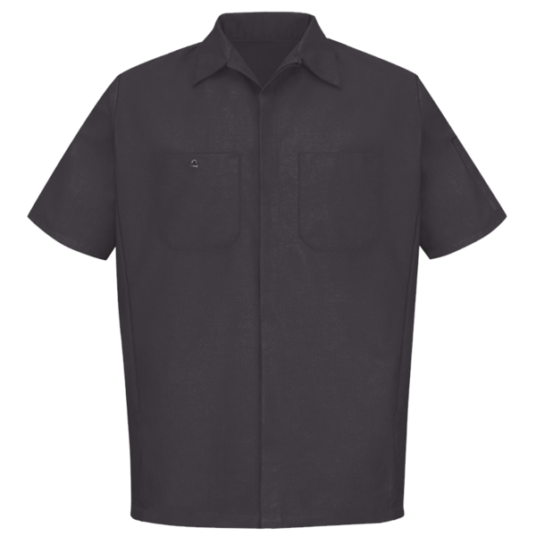 Red Kap Men's Short Sleeve Automotive Crew Shirt, Charcoal / Charcoal, Front view