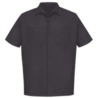 Red Kap Men's Short Sleeve Automotive Crew Shirt, Charcoal / Charcoal, Front view