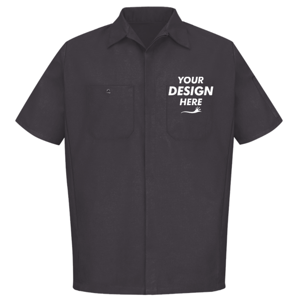 Red Kap Men's Short Sleeve Automotive Crew Shirt, Charcoal / Charcoal, Front view, Mockup