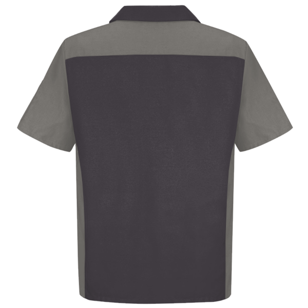 Red Kap Men's Short Sleeve Automotive Crew Shirt, Charcoal / Grey, Back view