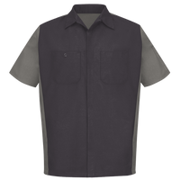 Red Kap Men's Short Sleeve Automotive Crew Shirt, Charcoal / Grey, Front view