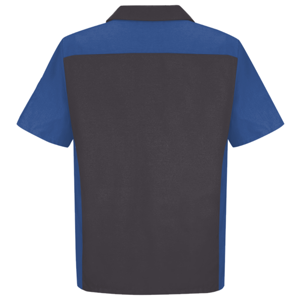 Red Kap Men's Short Sleeve Automotive Crew Shirt, Charcoal / Royal, Back view