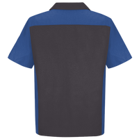 Red Kap Men's Short Sleeve Automotive Crew Shirt, Charcoal / Royal, Back view