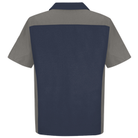 Red Kap Men's Short Sleeve Automotive Crew Shirt, Navy / Grey, Back view