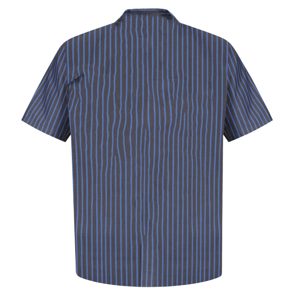 Red Kap Short Sleeve Striped Industrial Work Shirt, Grey / Blue, Back view