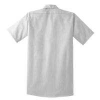 Red Kap Short Sleeve Striped Industrial Work Shirt, Grey / White, Back view