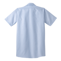 Red Kap Short Sleeve Striped Industrial Work Shirt, White / Blue, Back view