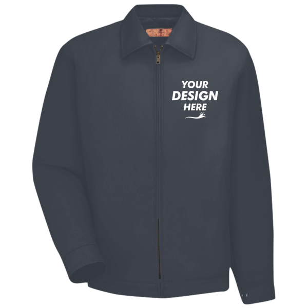 Red Kap Slash Pocket Jacket, Charcoal, Front view, Mockup