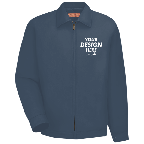 Red Kap Slash Pocket Jacket, Navy, Front view, Mockup