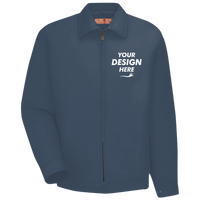 Red Kap Slash Pocket Jacket, Navy, Front view, Mockup