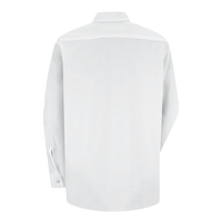 Red Kap Women's Long Sleeve Specialized Pocketless Poplin Work Shirt, White, Back view