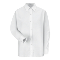 Red Kap Women's Long Sleeve Specialized Pocketless Poplin Work Shirt, White, Front view
