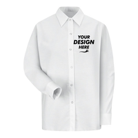 Red Kap Women's Long Sleeve Specialized Pocketless Poplin Work Shirt, White, Front view, Mockup