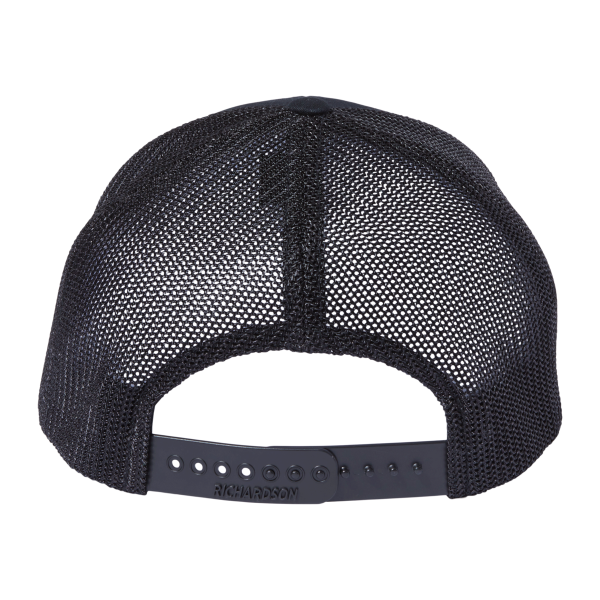 Richardson 112+ R-Flex Adjustable Trucker Cap, Black / Black, Back view