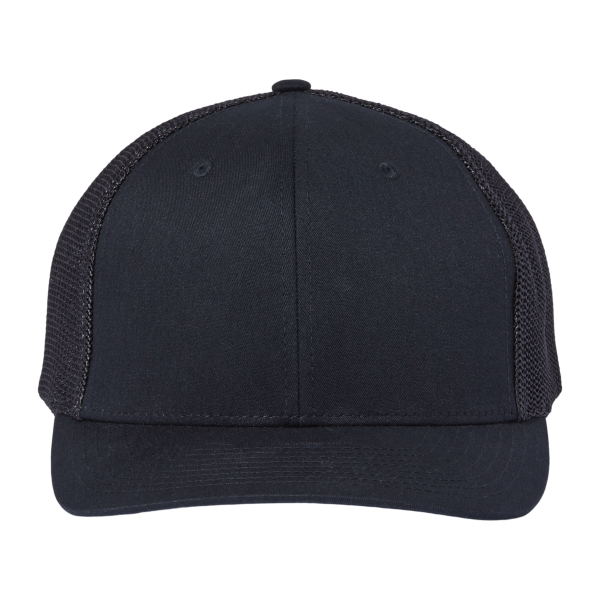 Richardson 112+ R-Flex Adjustable Trucker Cap, Black / Black, Front view