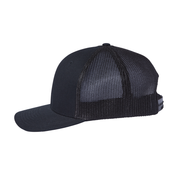 Richardson 112+ R-Flex Adjustable Trucker Cap, Black / Black, Left Side view
