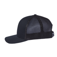 Richardson 112+ R-Flex Adjustable Trucker Cap, Black / Black, Left Side view