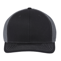 Richardson 112+ R-Flex Adjustable Trucker Cap, Black / Graphite, Front view