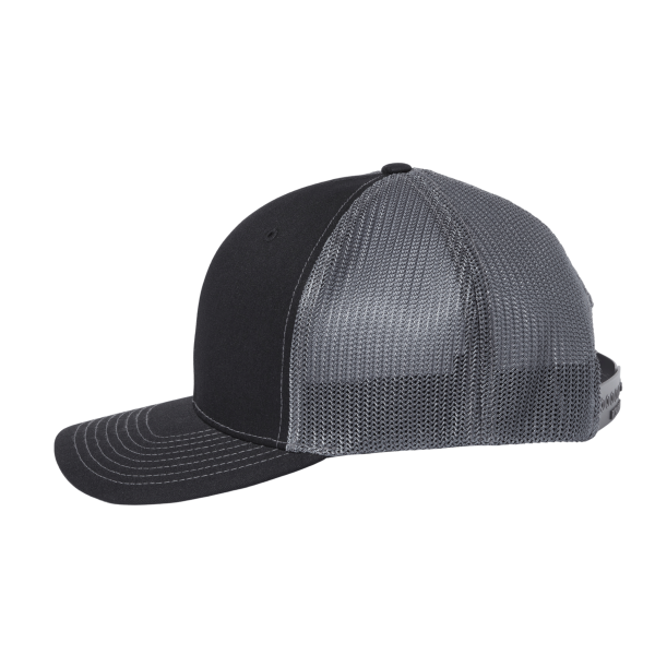 Richardson 112+ R-Flex Adjustable Trucker Cap, Black / Graphite, Left Side view