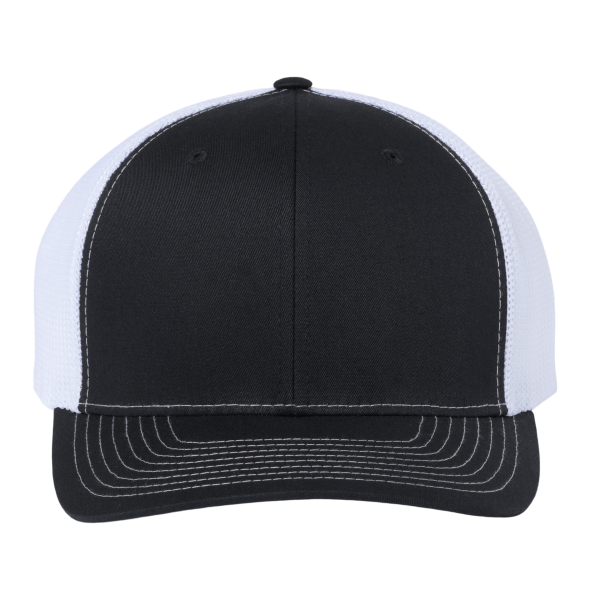 Richardson 112+ R-Flex Adjustable Trucker Cap, Black / White, Front view